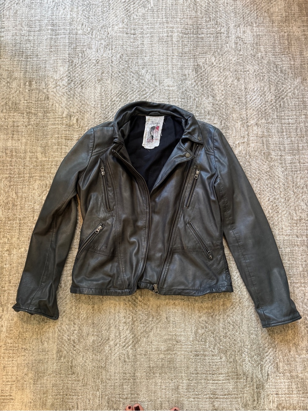 Womens Dark Green Leather Moto Jacket